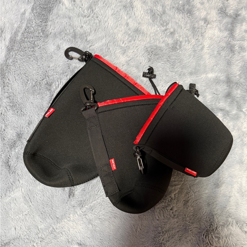 Black and Red Neoprene Pouch Set